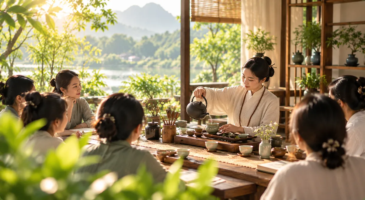 Giảng viên hướng dẫn lớp học pha trà