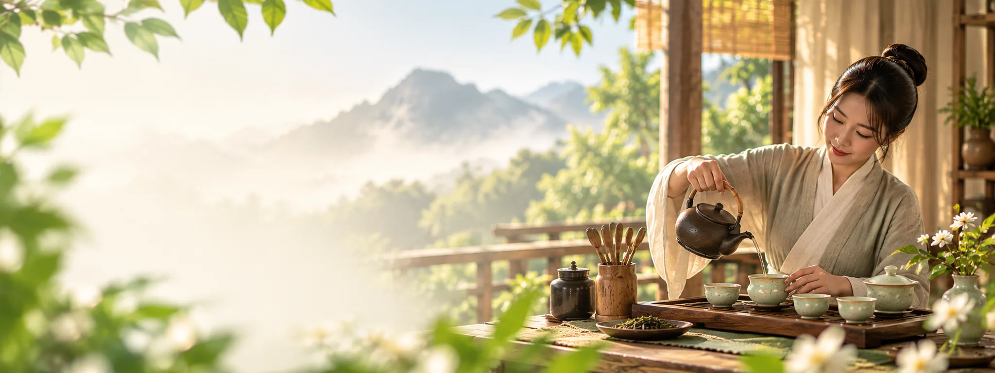 Pha trà trong không gian thiên nhiên